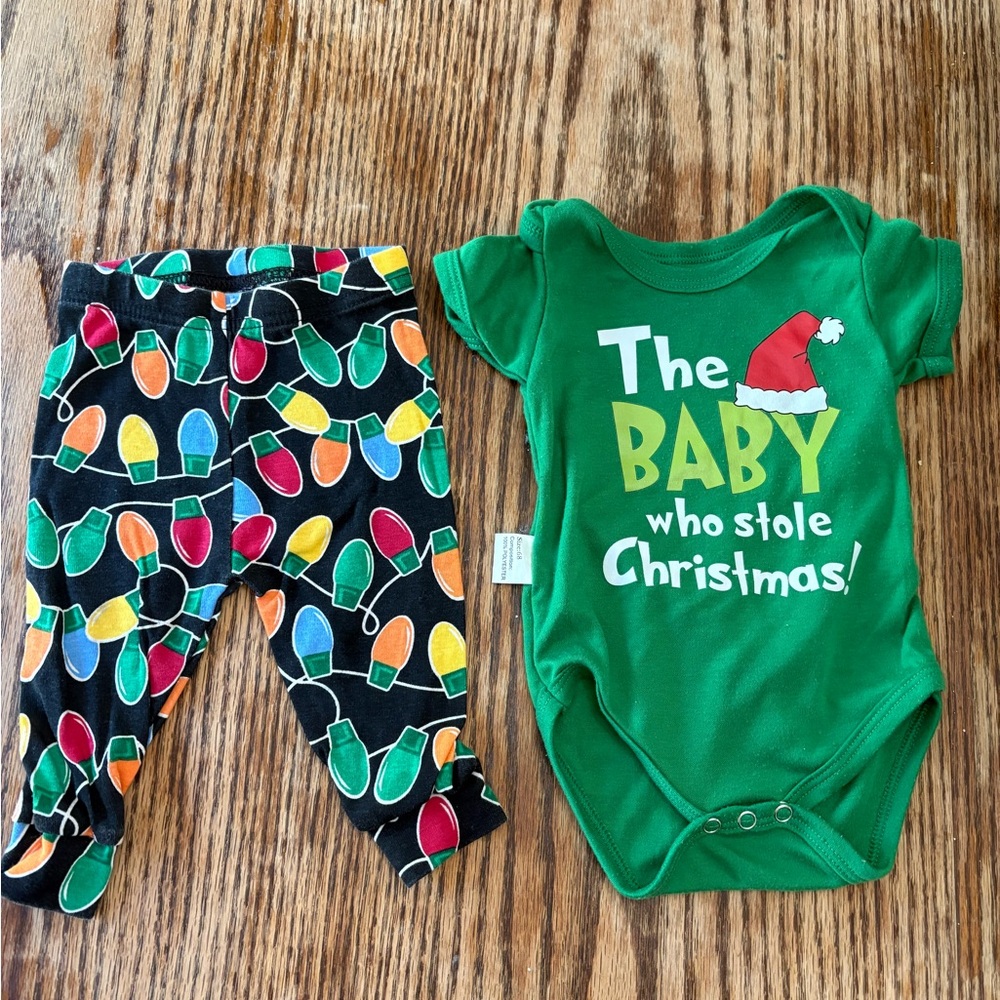 Green Christmas Baby Matching Set